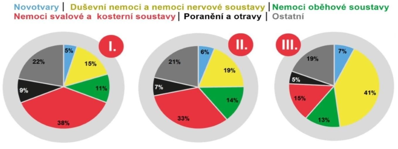 Statistika příčin invalidity podle stupně invalidity